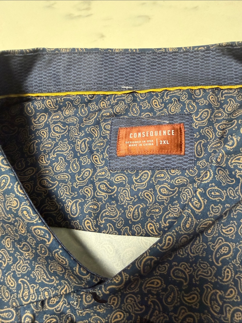 Consequence 2XL Blue Paisley Button-Up Shirt
